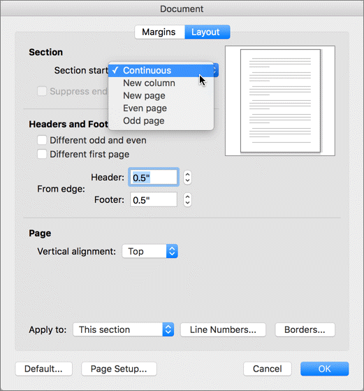 how do you delete a section break in word for mac